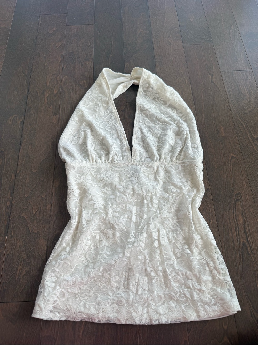 Ripe White Lace Strapless Halter Dress